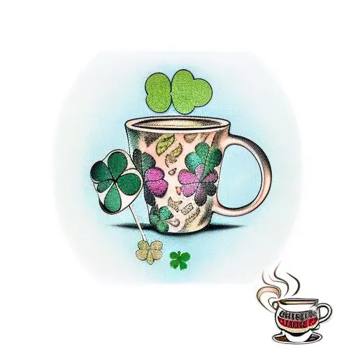 Coffee Cup With A Four Leaf Clover Inside