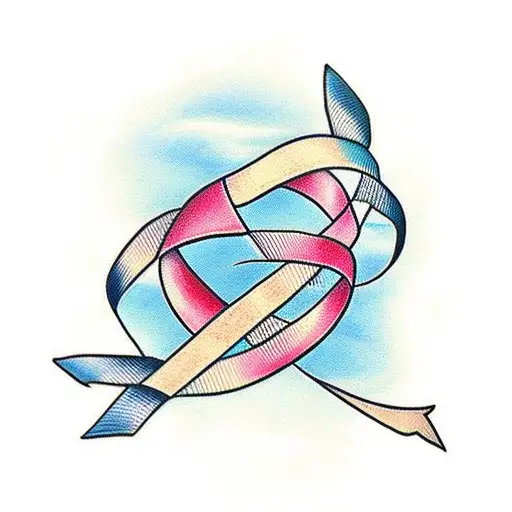 Cancer Ribbon With Ocean Around