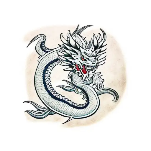 Traditional Japanese Dragon Playing Volleyball