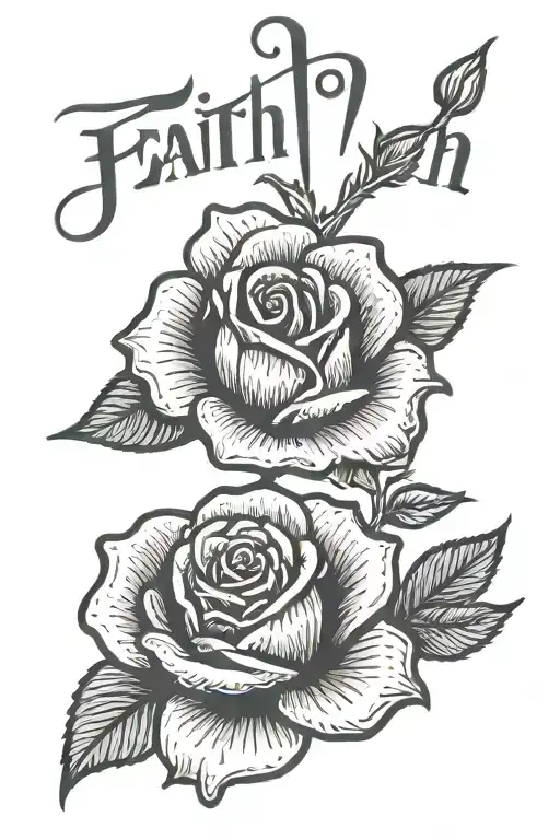 Rose With Stem Spelling Faith Written
