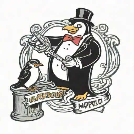 Penguin Mashed With Mr Monopoly Guy