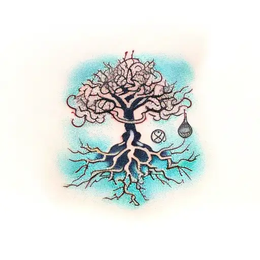 Tree With Roots Turning Into A Dna Strand