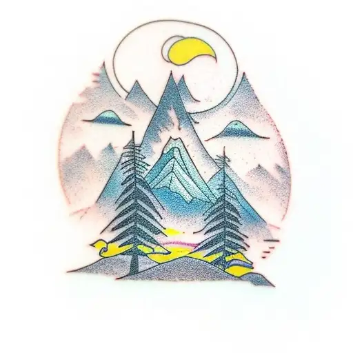 Doug Tree With Mountains