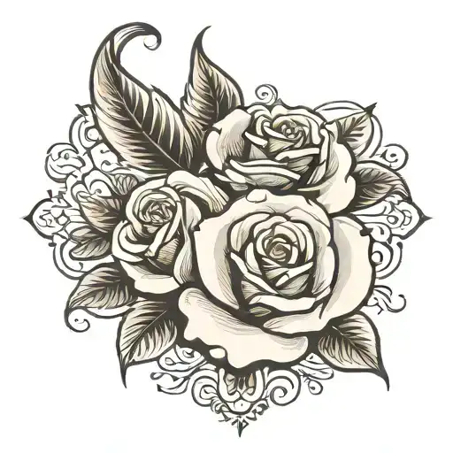 Calligraphy H With A Rose On Top