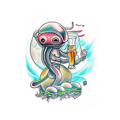 Alien Drinking Beer