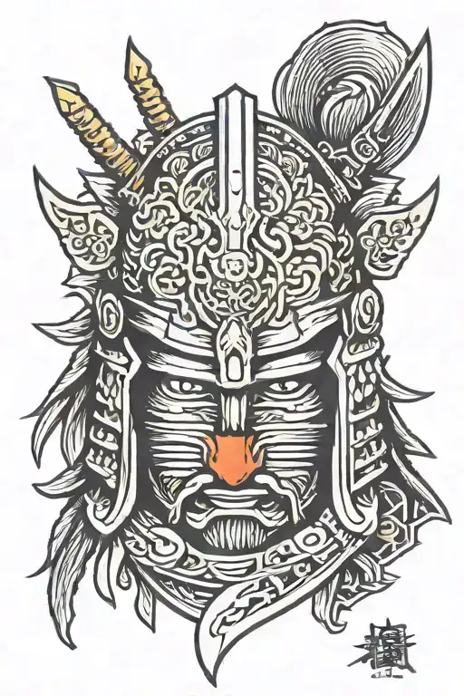 Knife Blade Decorated Samurai Helmet