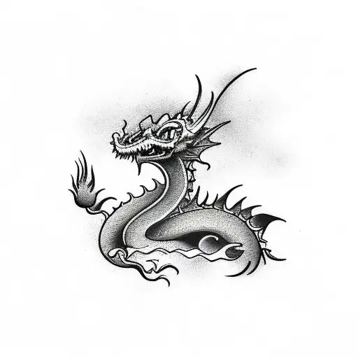 Thin Dragon Black And White