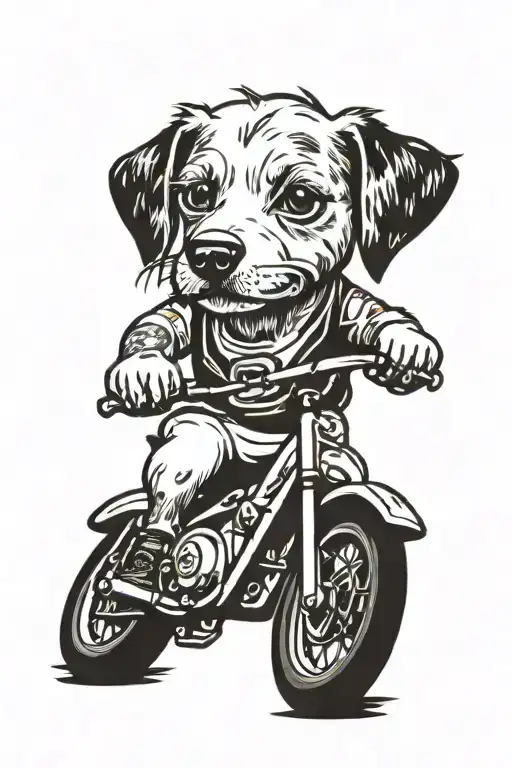 White Patchy Dog On Mini Bike Racing