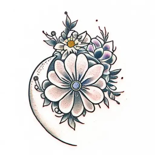 Moon With Flowers