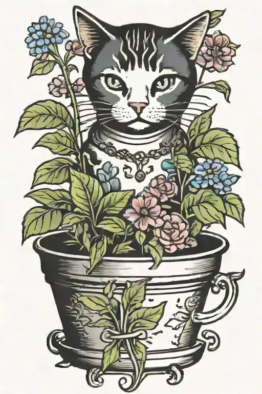 Cat In A Plant Pot