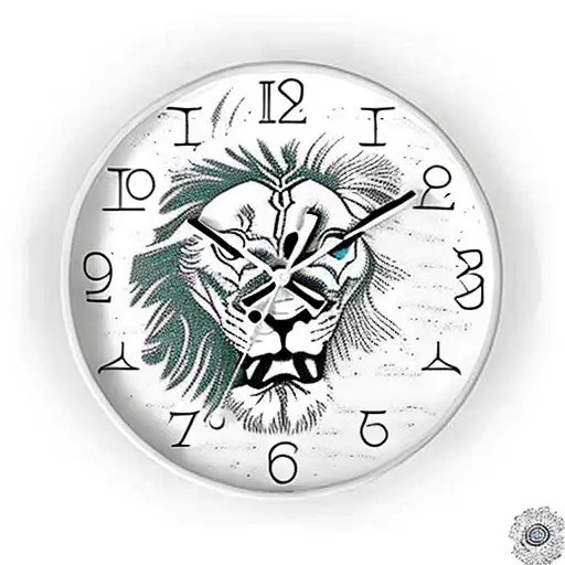 Lion Clock And Flowers