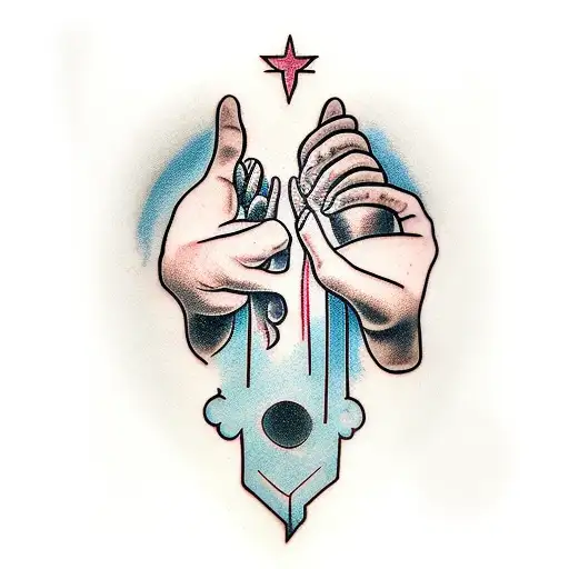 2 Praying Hands With A Bird In Between The Hands