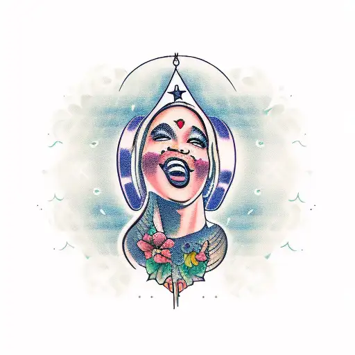 A Soulful Singer Surrounded By A Halo Of Music Notes