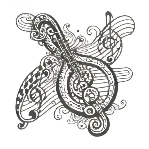 Treble Cleft Music Notes Floating