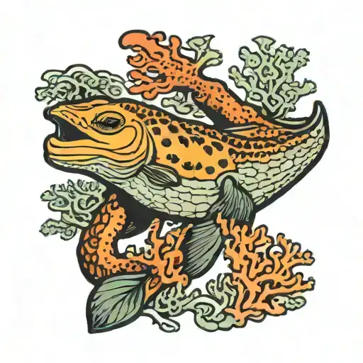 Moray Eel Gliding Under Corals Ocean Conservation Scene