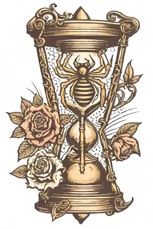 Hourglass And Trophy With Spider