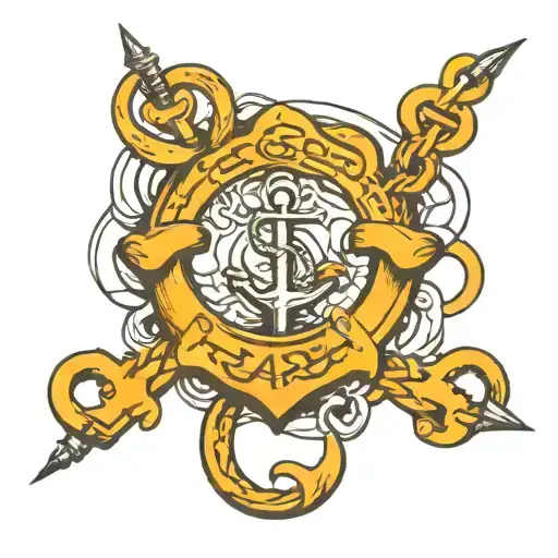 Ceara In Cursive Turning Into An Anchor & Chain Links