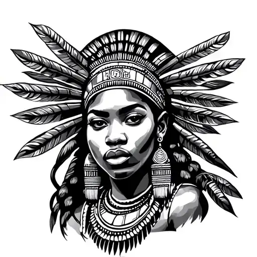 African Warrior Women Bust Large Earings