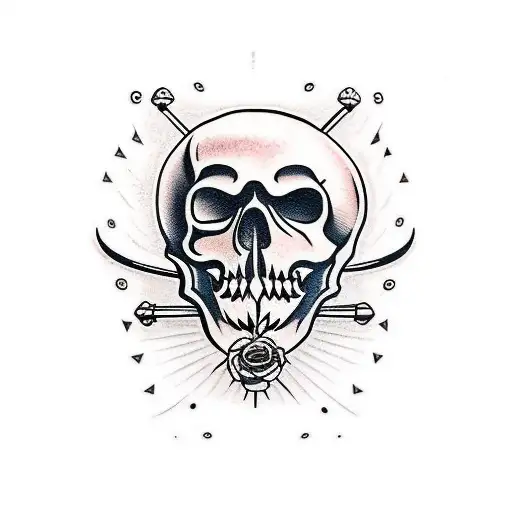 Blackwork Aerican Traditional Skull