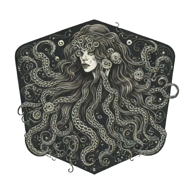 Gargon Jellyfish With Many Eyes In Her Hair Portrait Of An Evil