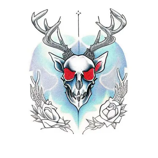 Deer Skull With Witchcarft Ornaments
