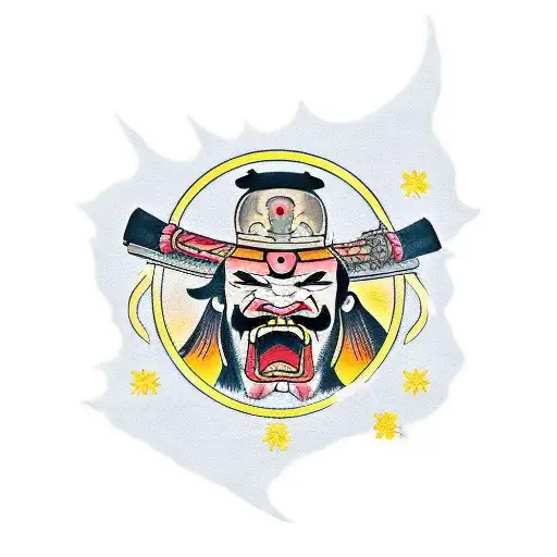 Samurai With Japanese Flowers