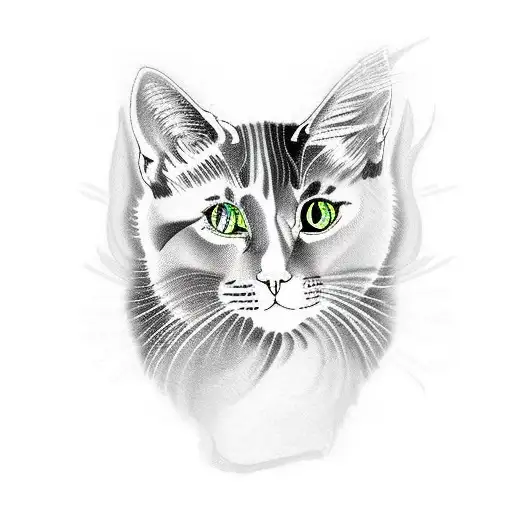 Cat With Black And White Fur White Green Eyes