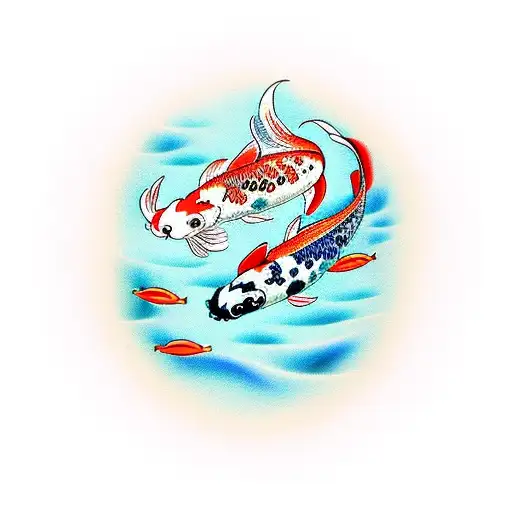 Koi Fish Swimming In Circle