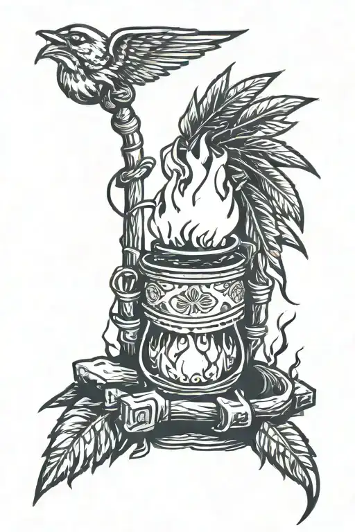 Indian Campfire Tattoos Style