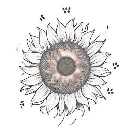 Sunflower With Paw Print