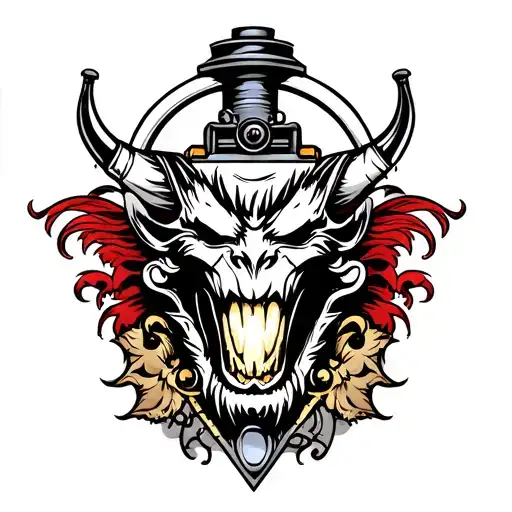 Steam Locomotive With Demon Face