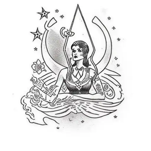 A Tarot Card Depicting A Businesswoman Surrounded By Symbols Of Determination And Success