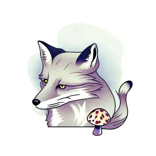 Fox With Mushrooms