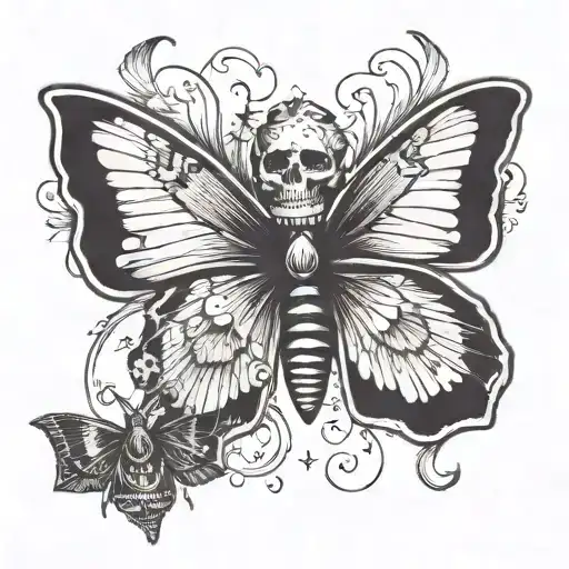Dark Butterfly With Skull