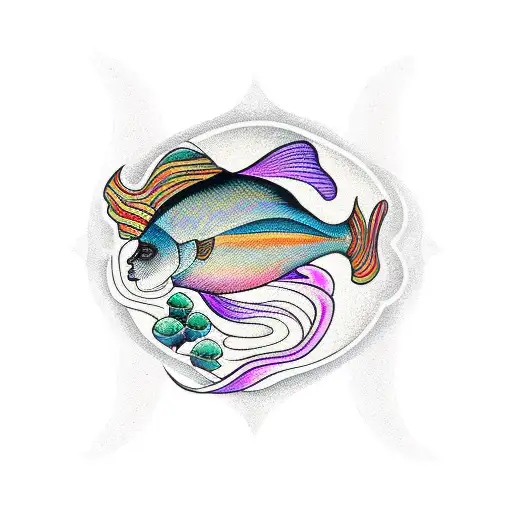 Umbanda-inspired Fish Swimming In A Digital World