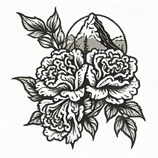 Carnation And Mountain