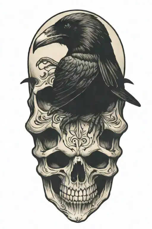 Raven On Skull