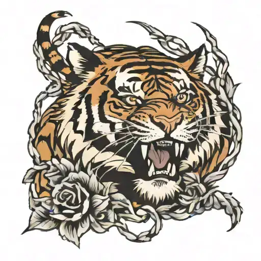 Tiger And Barbed Wire