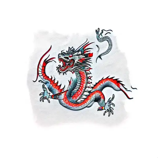 Chinese Dragon On Knife