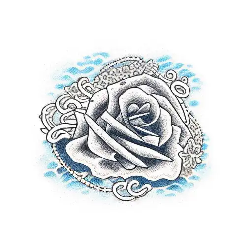 Roses Around The Beach With Palm Tree And Sunset With Lace And A Chandelier Underneath