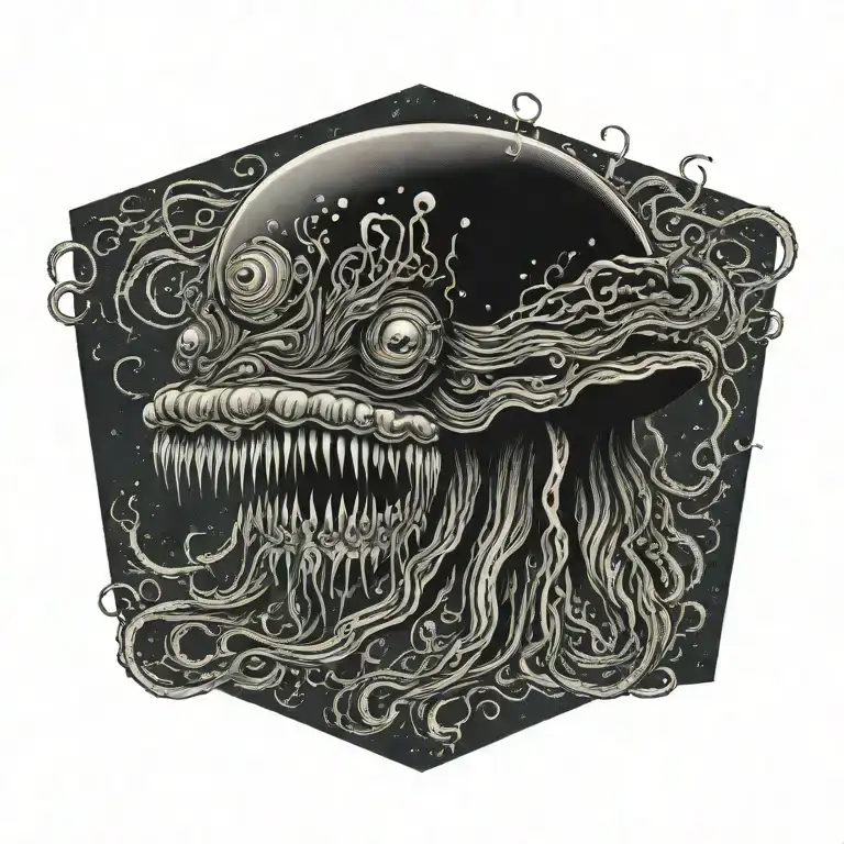 Blind Gargon Jellyfish With Many Eyes In Her Hair Portrait Evil