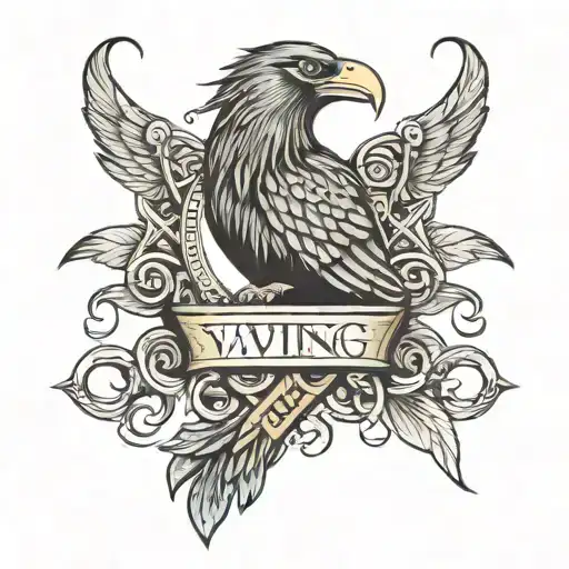 Viking Pattern Forearm Sleeve With Odins Ravens And The Norse Symbol For Protection And Strength