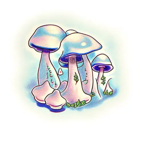 Cartoon Mushrooms And Plants