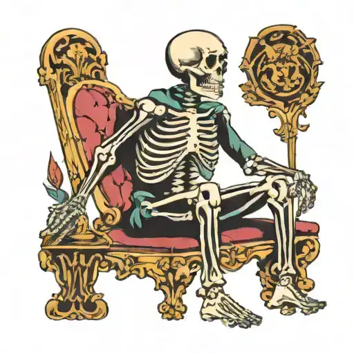 Skeleton Sat Leant On His Knee