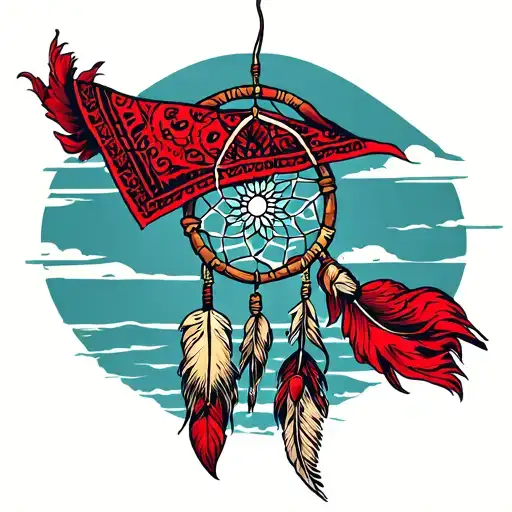 Red Bandana Dream Catcher Fishing Pole