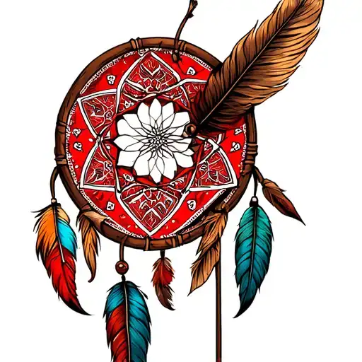Red Bandana Dream Catcher Fishing Pole