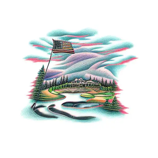 An Outdoor Landscape With A Golf Course Winding Through A Historical City