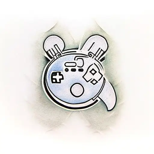 A Traditional Tattoo Of A Video Game Controller With Disney Characters Incorporated Into The Buttons