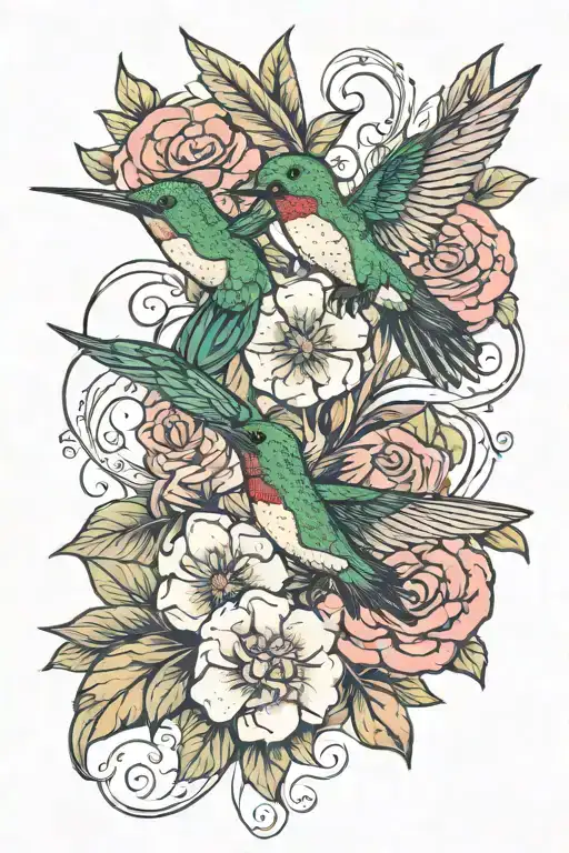 Humming Bird Floral Bouquet And Infinity Symbol