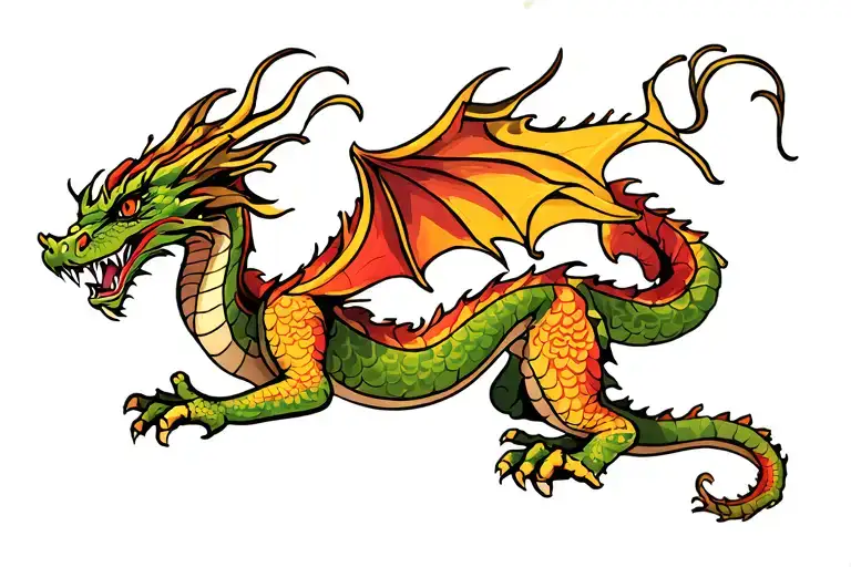 Dragon Tattoo In A Lot Of Bends